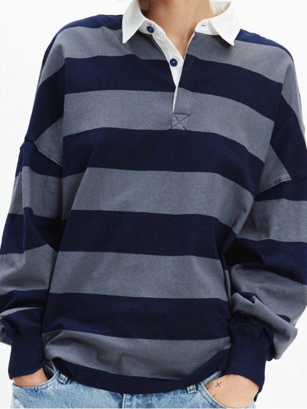 NWT BDG Alexander Rugby Blue Long Sleeve Top M Sealed